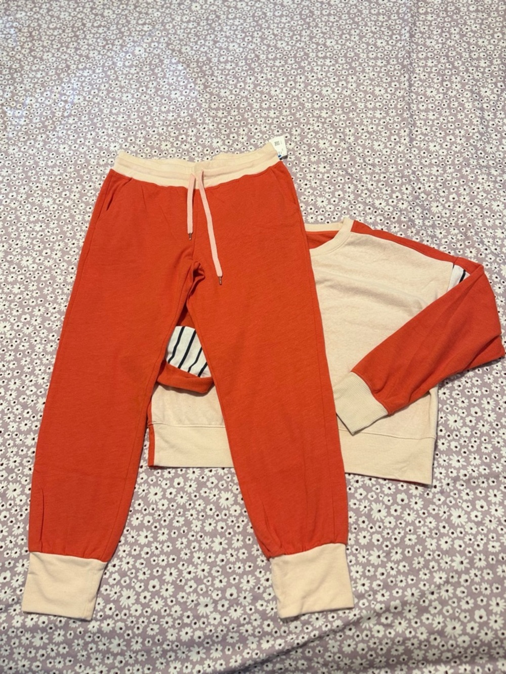 Sundry Two-Tone Orange and Cream Kids Joggers
